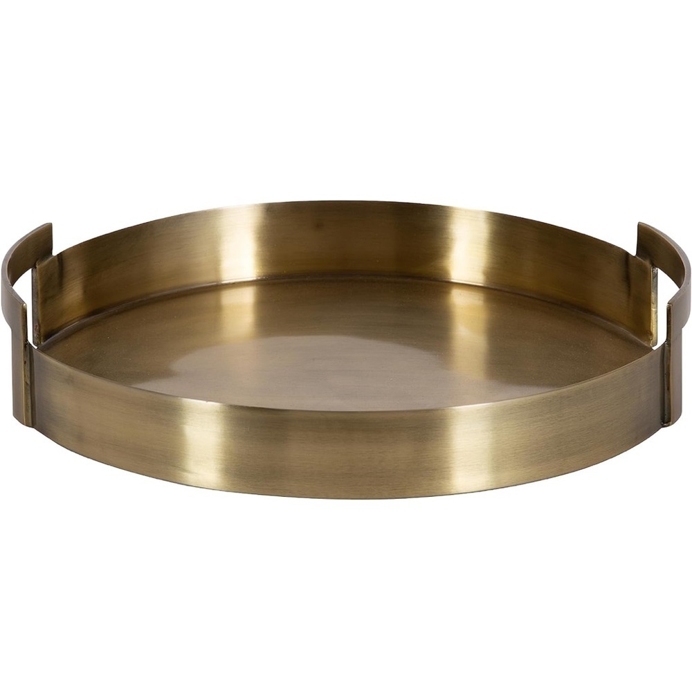 Kate and Laurel Myo Transitional Metal Round Tray 15 x 15 Brass Modern Tray - Picture 12 of 13